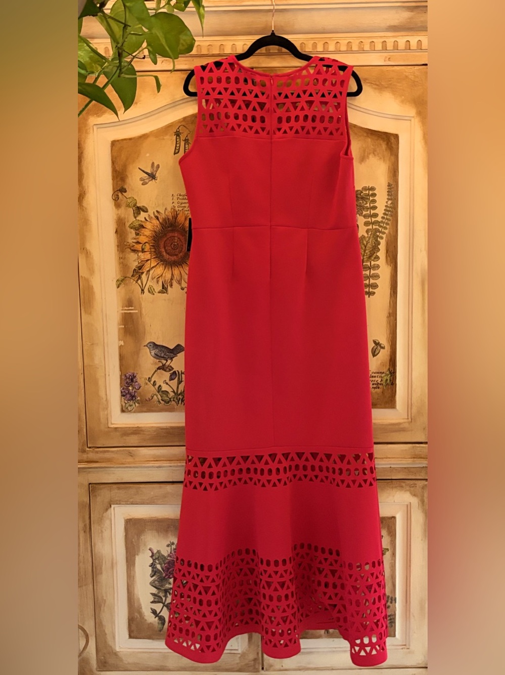 Eloquii Red Sleeveless Laser-Cut Evening Dress - Picture 2 of 6